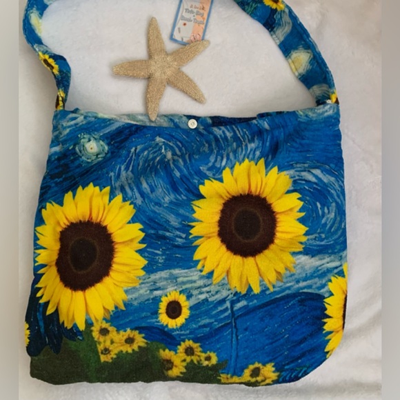 ComfyLuxe Other - COMFYLUXE cotton blend “Starry Night” 2 in 1 beach towel/tote bag NWT